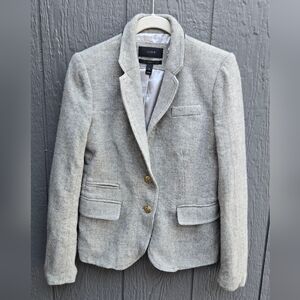 J. Crew Light Gray Blazer with Gold Accents